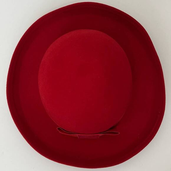 Doeskin Bollman & Co Wool Red Bow Hat Made in USA Vintage main image 6